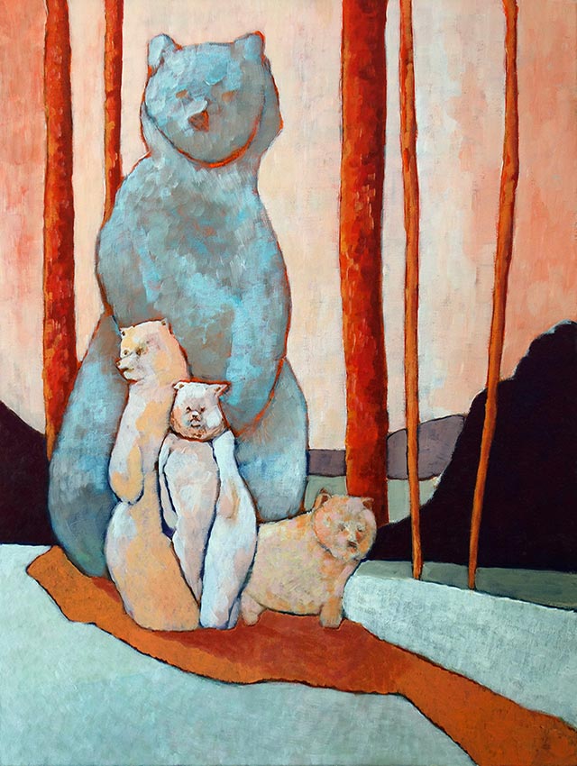 Carole Debret : « Trois Ours » - Peinture sur toile