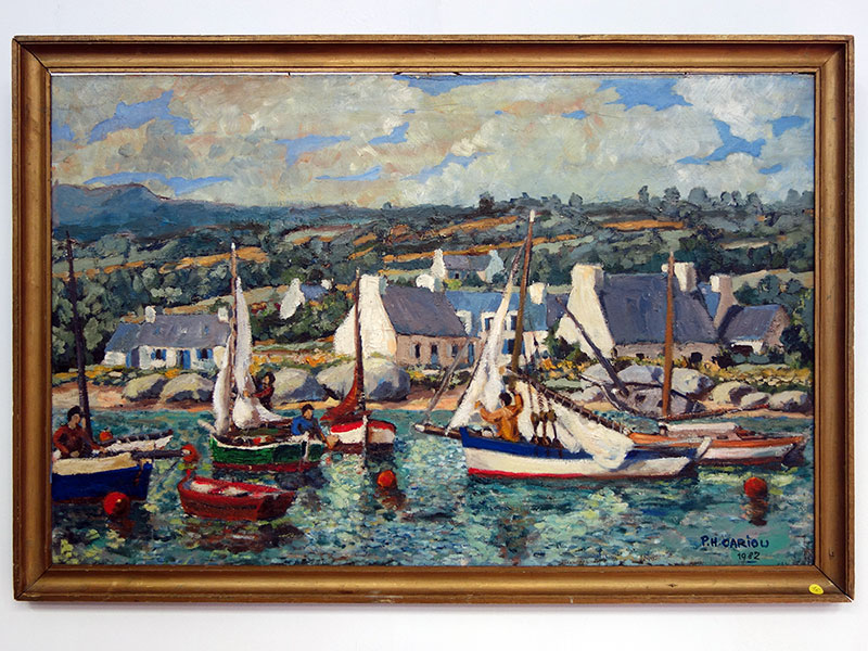 Pierre Cariou - « Embouchure de l'Odet » - Peinture sur toile (1982)